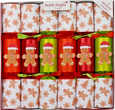 Robin Reed 13" Christmas Crackers, Racing Gingerbread -Box of 6 (72311) Handmade - Image 1 of 2