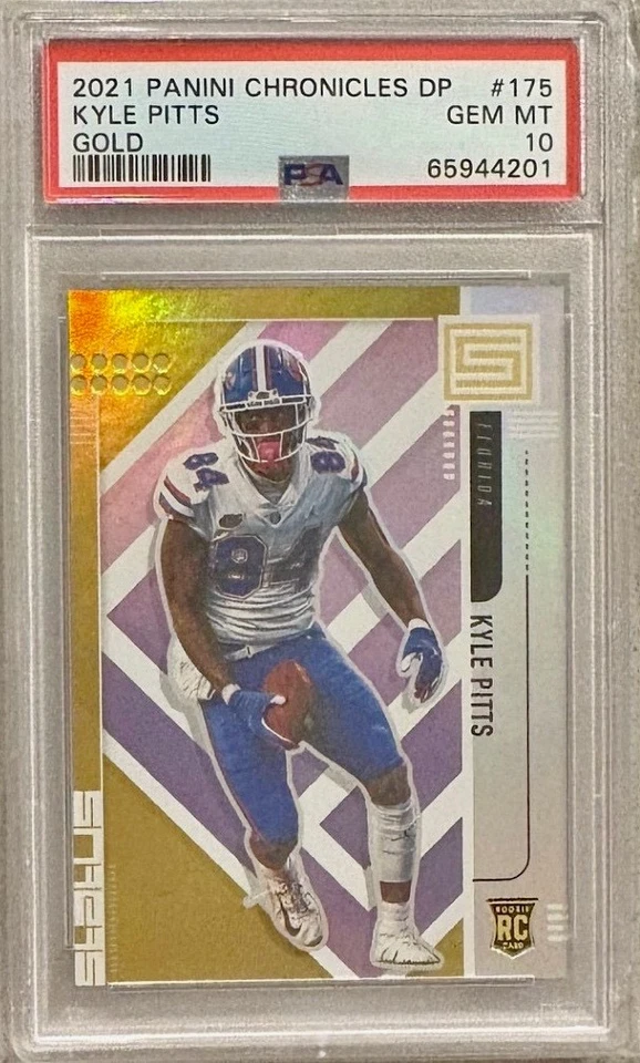 2021 Panini Chronicles DP #175 Kyle Pitts PSA 10 Gold 9/10 POP 2 Rookie RC - Image 1 of 2