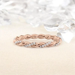Personalizado: sólido oro rosa de 14K diamante redondo creado en... - Imagen 1 de 9