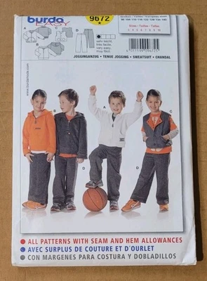 Burda Boys Jacket Vest Pants Sweatsuit 9672 Easy Sewing Pattern Sizes 3-10 Uncut - Image 1 of 2