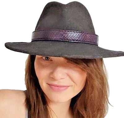 FAUX Púrpura PITÓN Sombrero Banda Piel de Serpiente Ajustable Vaquero Occidental Vaquera Foto 1 de 4