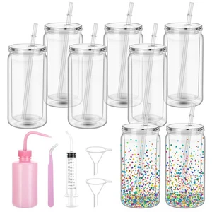 13 Stck. 16 Unzen Kunststoff Schneekugel Becher Zubehör, vorgebohrt doppelwandig Subli... - Bild 1 von 7