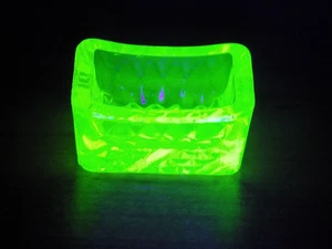 Duncan diamantgesteppter offener Salzkeller kanariengelb Vaseline Glas - Bild 1 von 6