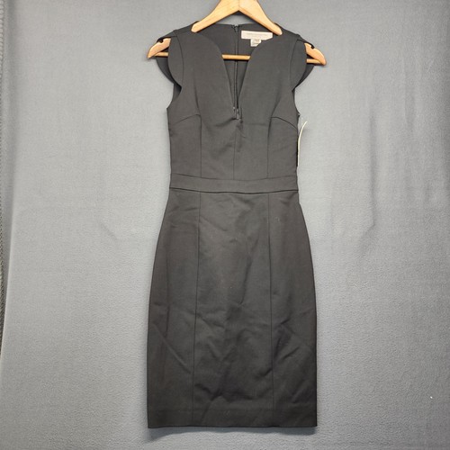 VETEMENTS Abito French Connection donna 2 nero classico tubino cappuccio manica abbigliamento da lavoro nuovo con etichetta