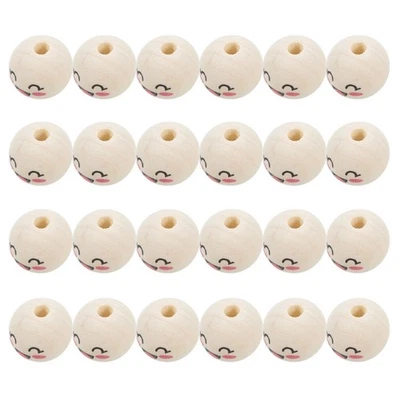 50 Pcs Holzperlen Mit Gesicht Smile Schmuckherstellung Aus Bastelperlen - Bild 1 von 4