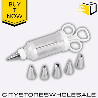 Icing Syringe Set with 6 Stainless Steel Nozzles Cake Decorating Tool Tala - Image 1 of 4