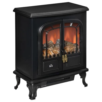 HOMCOM Free standing Electric Fireplace Stove W/ LED Fire Flame Effect Black - Image 1 of 4