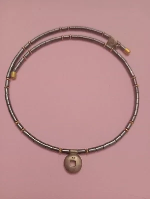 Carolee 复古记忆线项圈赤铁矿珠 925 银吊坠 — 第 1/4 张图片