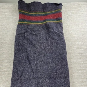 Vintage Woolrich Blanket Throw 61" x 50" Blue Red Striped Wool Made in USA - Picture 1 of 10