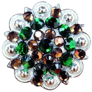 HILASON Set of 2 Brown Green Crystal Berry Headstall Saddle Cowgirl| Slotted - Picture 1 of 7