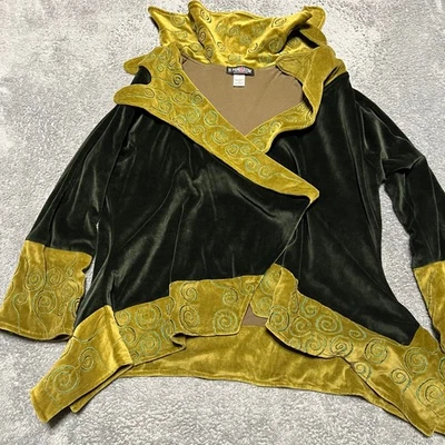 The Pyramid Collection Jacket Womens 1X Green Velour Fairy Festival  - Image 1 of 4