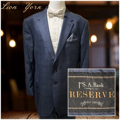 Jos A Bank Reserve Mens Silk Wool Blazer Jacket Sport Coat Windowpane SZ 50R - Image 1 of 4