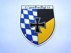Aufkleber  Bundeswehr  2./gemLazRgt 12 München ca 8x9  cm - Picture 1 of 1