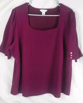 Blusa manga corta Liz Claiborne para mujer 2X púrpura Foto 1 de 4