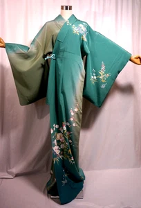 Japanese kimono"TUKESAGE" SILK,the branch plum blossoms,Shading dye, L5'5"..4457 - Picture 1 of 11