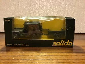Solido US Army Willys Jeep w/Canopy & Trailer #256, Diecast Metal, 1:43 - Picture 1 of 4