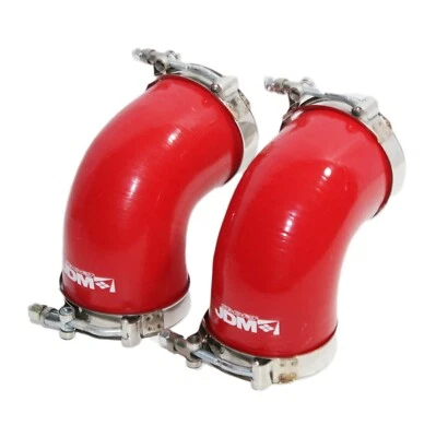 JDM 2 juegos ROJO 4 CAPAS 90 grados 3" ID manguera de silicona + 2x abrazadera en T de acero inoxidable Foto 1 de 4