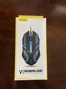 T-WOLF V1 Wired Gaming Mouse 3 Button 7 Colorful Backlight 1200 DPI Office Mouse - Picture 1 of 4