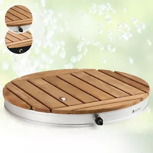 Gartendusche Pooldusche Außen Campingdusche Aluminium Teakholz Tragegriff Rund - Bild 1 von 12