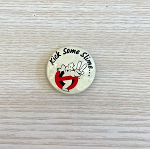Ghostbusters Kick Some Slime White Black Circle Shape Badge Brooches Pins - Picture 1 of 2