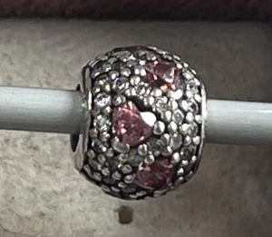 Pandora Sterling Silver ❤️ Pink CZ Heart Patterned Charm ❤️925 Ale Pan - Picture 1 of 11