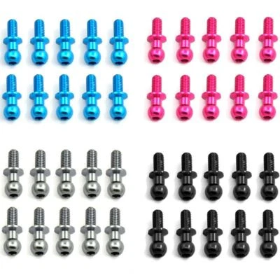 ALU M3 4.8MM BALL STUD 10PCS FOR 1/10 TAMIYA TT01 TT02 SAKURA D3 D4 D5 DRIFT CAR - Image 1 of 4