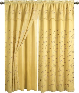 Luxury Curtain/Window Panel Set with Attached Valance and Backing 54" X 84 Inch - Picture 1 of 12
