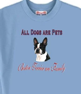 Dog T Shirt Men Women -- All Dog are Pets Boston Terrier are Family - Picture 1 of 6
