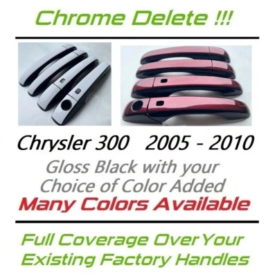 Black & Color Door Handle Overlays Fits 2005 - 2010 Chrysler 300 YOU PICK CLR - Изображение 1 из 4