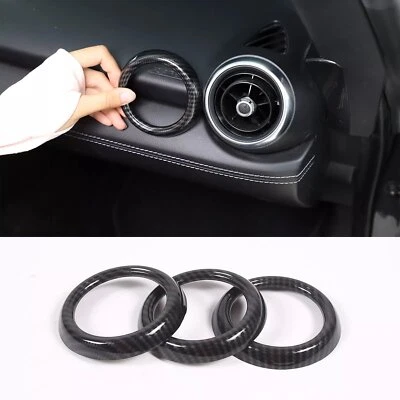 3x ABS Carbon Fiber Interior Air vent Frame Trim Fits Mazda MX-5 Miata 2016-2023 Foto 1 de 4