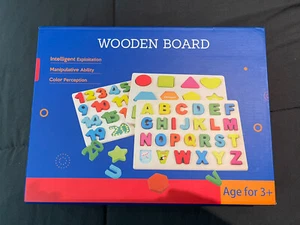 Wooden board - Letters - Numbers - Shapes. Ages 3+ - Picture 1 of 3