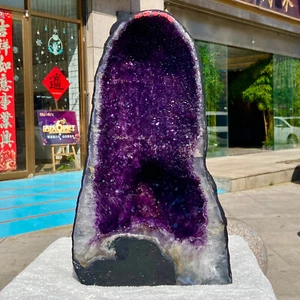 45.5LB Natural Amethyst Geode Quartz Crystal Cluster Cathedral Energy healing - Picture 1 of 17