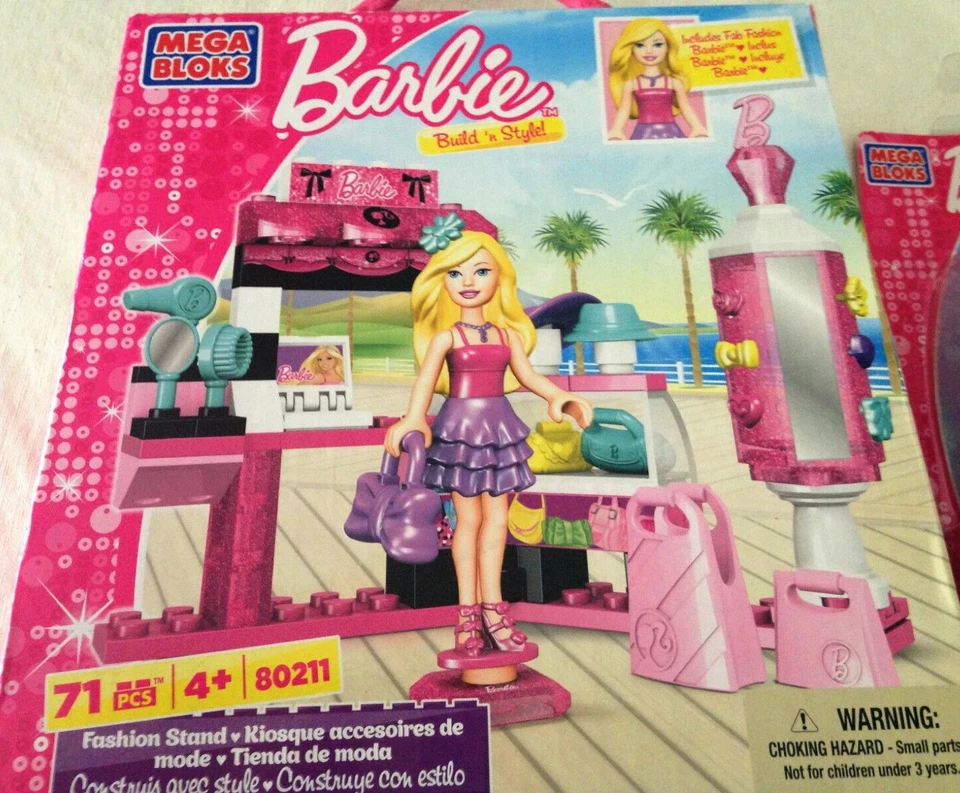 MEGA BLOKS 80211 - BARBIE Build 'n Style "FASHION STAND" 71 peças conjunto - Idades 4+ - Imagem 1 de 1