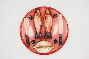 1900s Portuguese Trompe L'oeil Lunch Plate - Picture 1 of 12