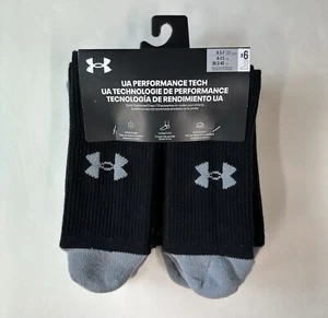 UNDER ARMOUR Boys Socks Crew Cushioned Breathable 6 Pair Shoe Size 4.5Y-7Y - Picture 1 of 4