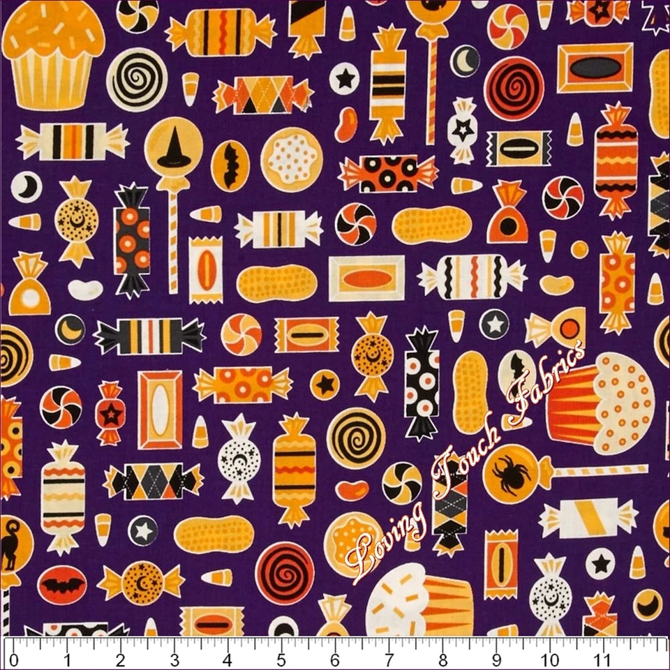 RJR "BEGGAR'S BOUNTY" #2296002 HALLOWEEN CANDY CUPCAKES FABRIC PRICED PER 1/2 YD - Image 1 of 1