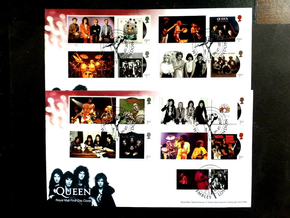 G.B. Queen Live 9v + Etiquetas s/adh ex coleccionistas FDC con Wembley ilustrado h/s Foto 1 de 1