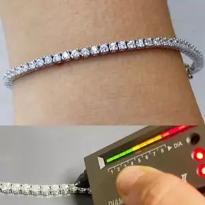 2 mm Round Lab Created Moissanite Tennis Women's Bracelet 14k White Gold Plated - Picture 1 of 10