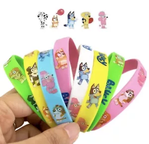 10 Bluey Bingo Friends Silicone Bracelets Bracelet For Valentines Party Favors - Picture 1 of 4