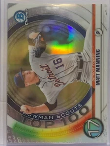 MATT MANNING 2020 BOWMAN CHROME "TOP 100 SCOUTS" DETROIT TIGERS #BTP-17 (i47) - Picture 1 of 2