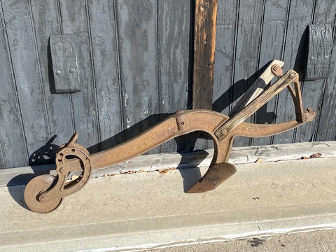 Rare C.1870 Single Horse Plow w/ Wheel, F.F. HOLBROOK, BOSTON ~ Maine Barn Find! Cover