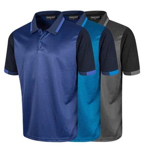 Island Green Mens Dog Tooth Check Print Top Quick Dry Stretch Golf Polo Shirt