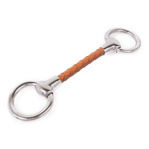 HERMÈS HERMES Mini Mors Twilly Anello Sciarpa Anello Metallo Pelle di Vitello Arancione Argento