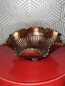Vintage Northwood verstopfte Strahlen Ringelblume schillernd Karneval Glas Schüssel 8 Zoll - Bild 1 von 6