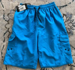 Size 34 Clothin Mens Beach Board Sur Cargo Swim Shorts Pockets Drawstring Waist - Picture 1 of 8