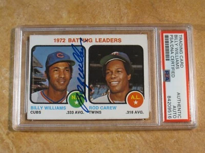 BILLY WILLIAMS (HOF) SIGNED AUTOGRAPHED 1973 TOPPS BATTING LDR CARD #61 CUBS PSA - Image 1 of 2