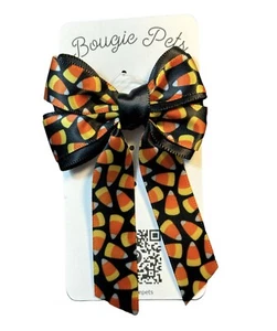 Candy Corn Bougie Pets Fiocco Nero Arancione Nuovo Accessorio - Foto 1 di 3
