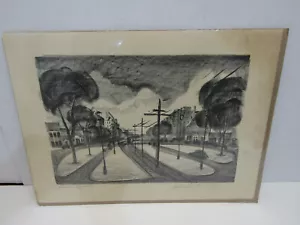 ALTE ZEICHNUNG SHAKER QUADRAT OHIO SIGNIERT MARTIN LINSEY ZEICHNUNG - Bild 1 von 4