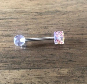 Clear Dice with Pink Stones Ball Belly Button Bar Ring - Brand New!!  - Bild 1 von 1