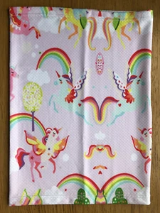 KIDS RAINBOW UNICORN HEAD-WRAP FACE MASK Pink Blossom Bandana NECK GAITER SNOOD - Picture 1 of 12